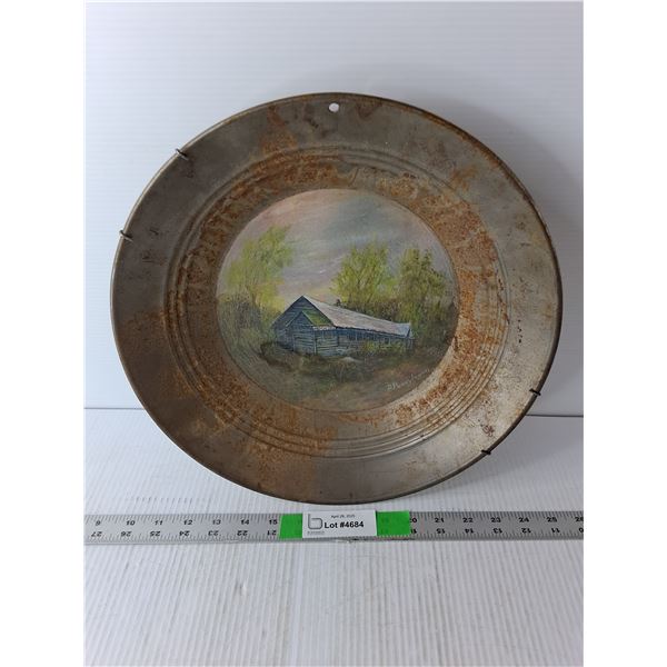 Painted Tin Bowl 14"