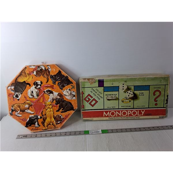 Vintage-   Puppies Puzzle  &  Monopoly.     AS IS