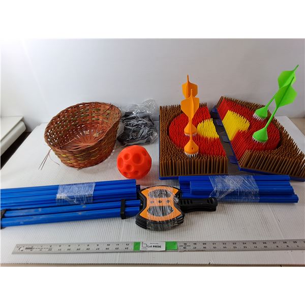 Kids' Plastic Dartboard & Darts- As Is, Ball Woven Basket, Misc.