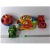 Image 1 : (4) Kids' Toys, Some Sound Effects- John Deere, Dinosaur Car, Vtech, Shape Game