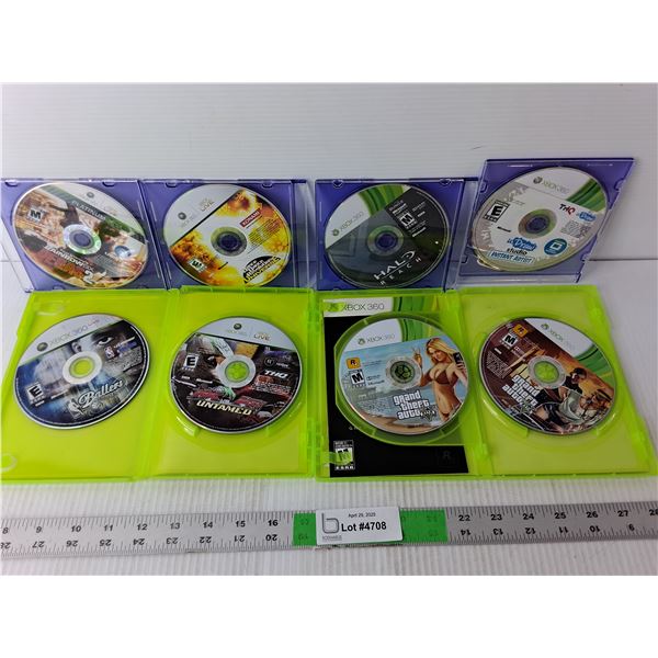 (7) Xbox 360 Games- Grand Theft Auto, Halo Reach, Ballers, Misc.