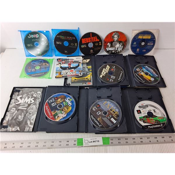 (11) PlayStation/Wii Games- Tony Hawk, Nascar Thunder, The Sims 2, Misc., Knight's Tale DVD
