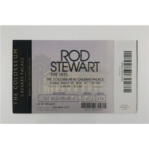 Rod Stewart ticket Caesars Palace 3/25/16