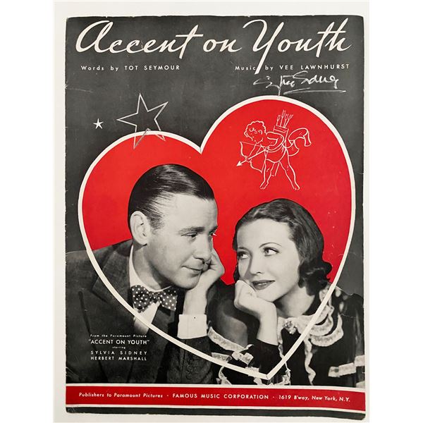 Sylvia Sidney signed music book
