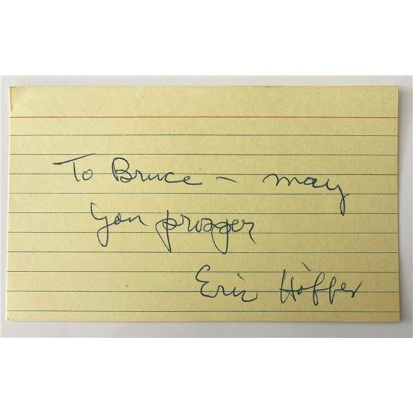 Philosopher Eric Hoffer signed note
