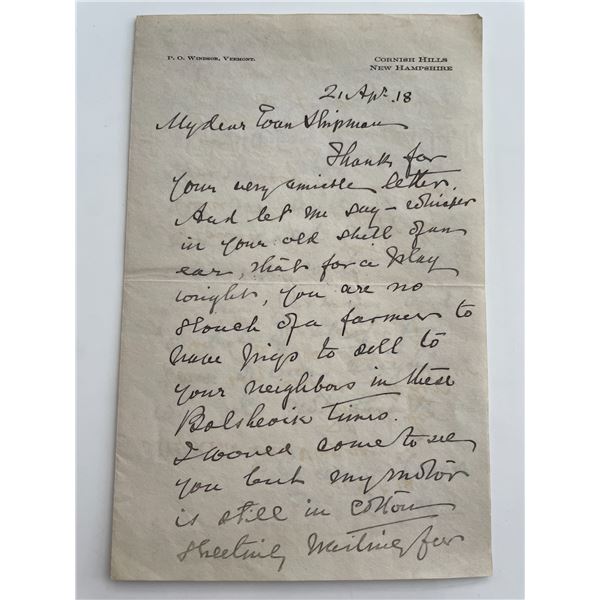 William M. Folger signed letter