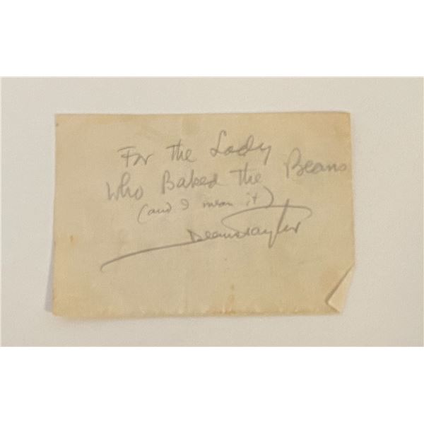 Music composer Deems Taylor signed note