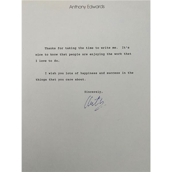 Anthony Edwards signed letter