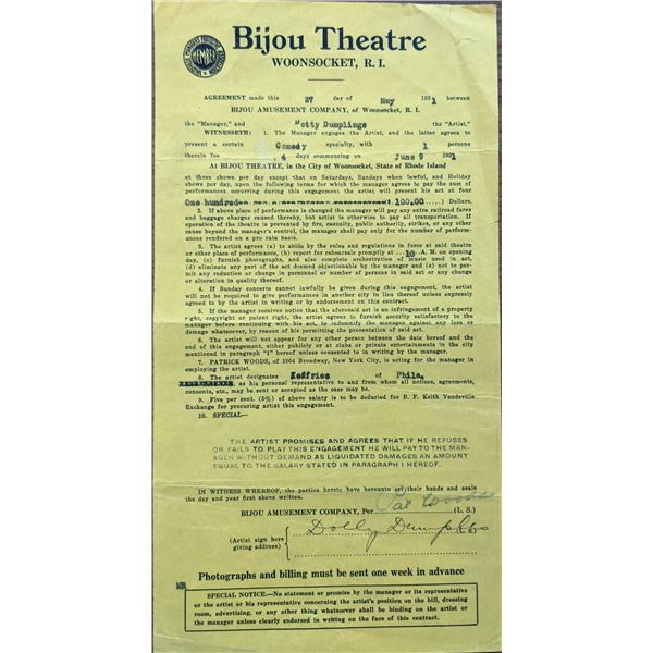 Dolly Dumplin Signed Contract