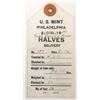 Image 1 : U. S. Mint Tag for Bag of Half Dollars 1936 [195503]