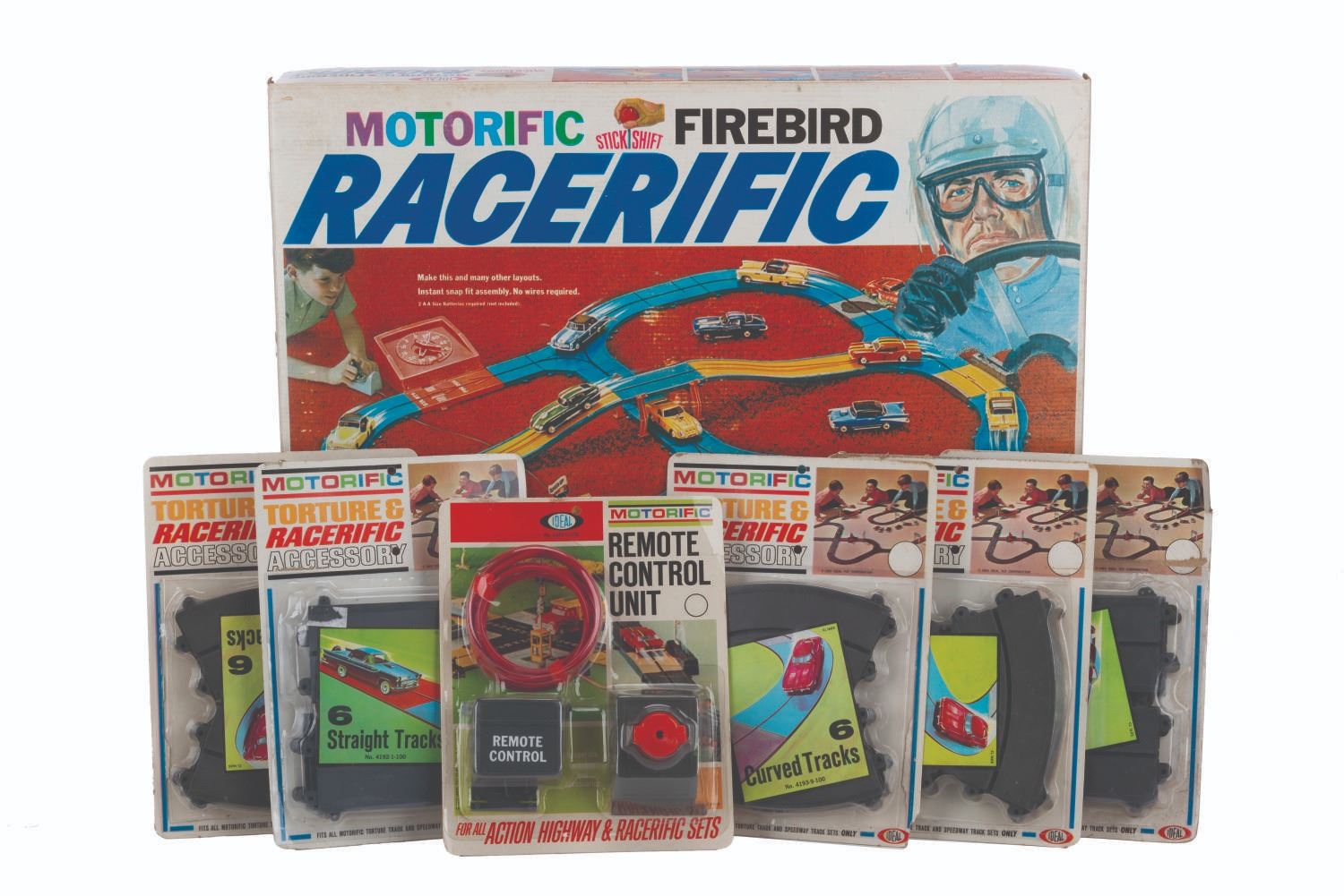 A Motorific Firebird Racerific Racing Set and Accessories.