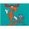 Image 1 : A Jay Ward Signed #33 Matted Scene Cel of Rocky and Bullwinkle.