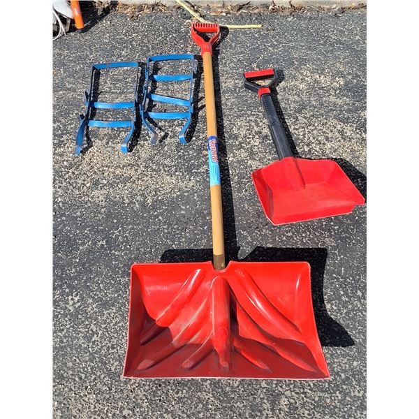 Portable Shover, Snow  Shovel & Pair of Vehicle Traction Snow Aids