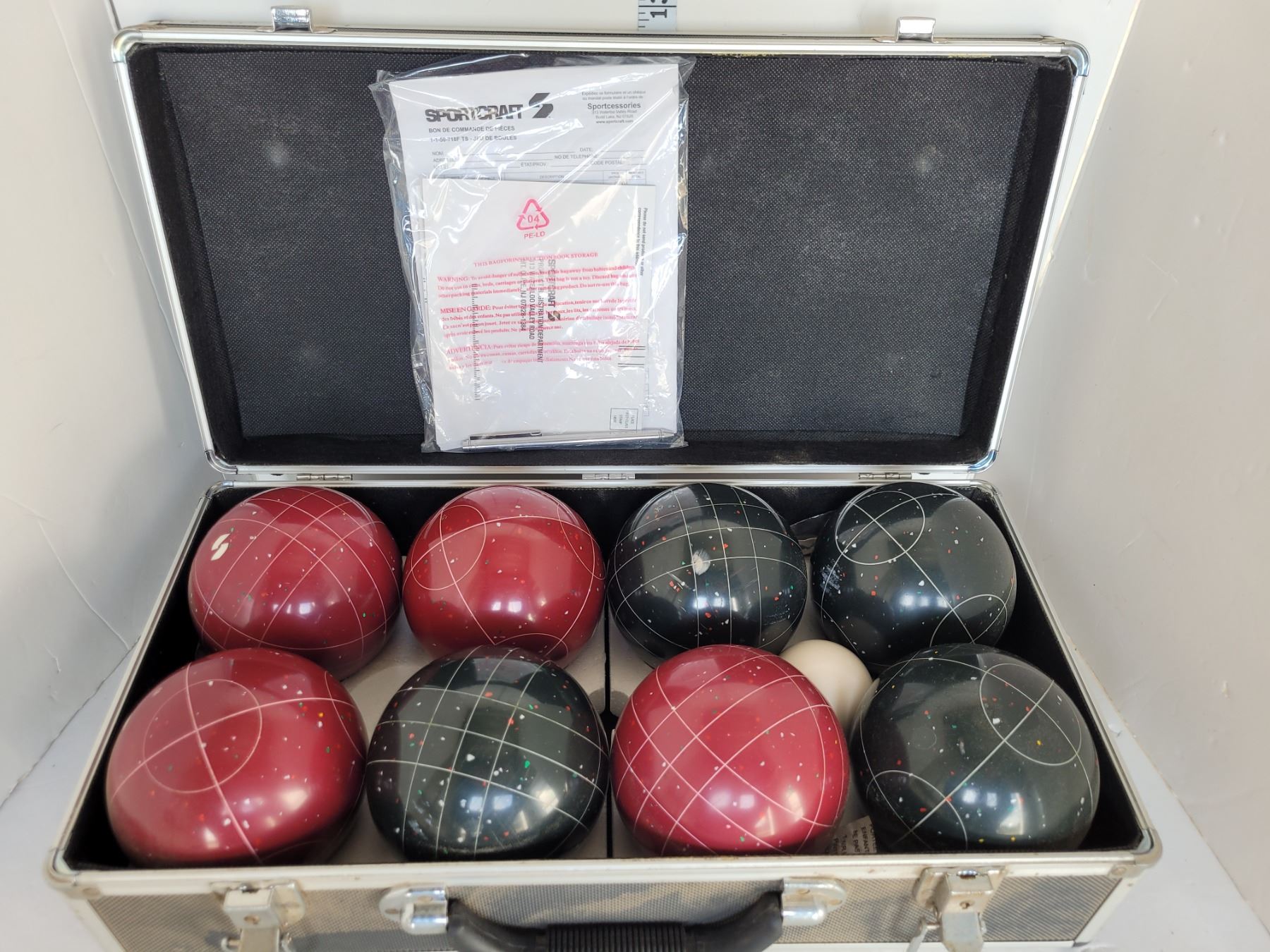 Hard Shell Ball Sportcraft Bocce Ball Set in Metal Hard Shell Case