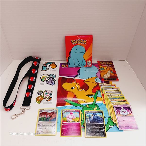 Pokemon Items, Cards, Lanyard, & Sealed Pack