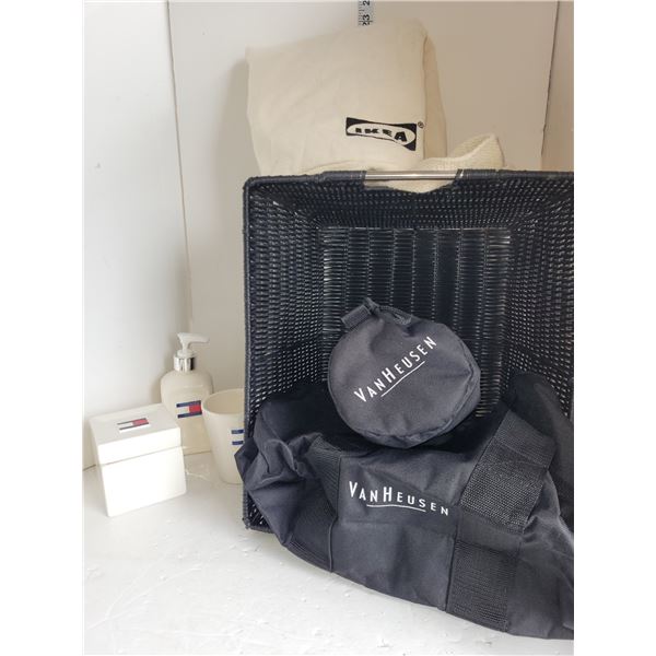 Tommy Hilfger Bathroom Vanity Set + Van Heusen Travel Bag, 2 Large Ikea Cloth Bag + Bin