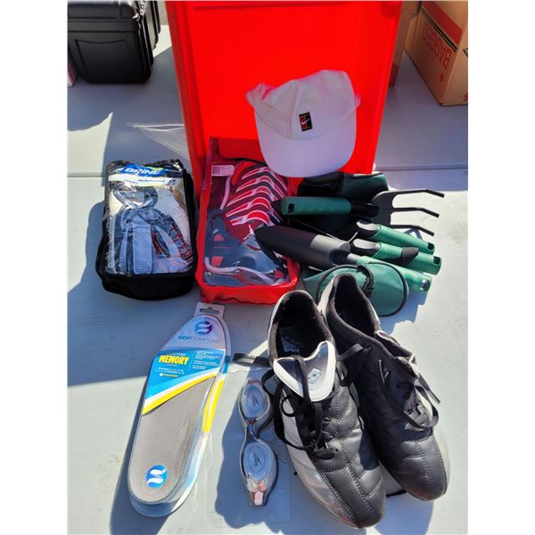 The Guys Lot - Insole, Sport Cleats (Size 11), New Gardenign Tools, Sports Guards, Shin Pads Etc