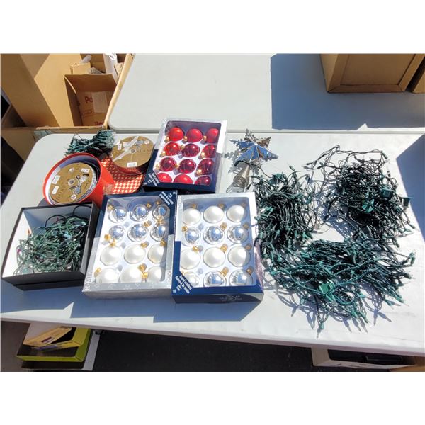 Christmas Lot - new Balls, Lights, Ribbon