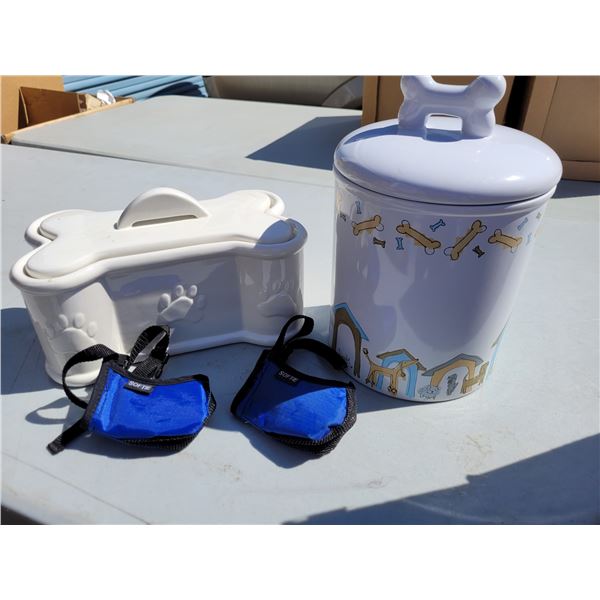 Dog Lovers Lot - Treat Canisters + 2 Soft Breathable Muzzles/Leads + Milk Crate