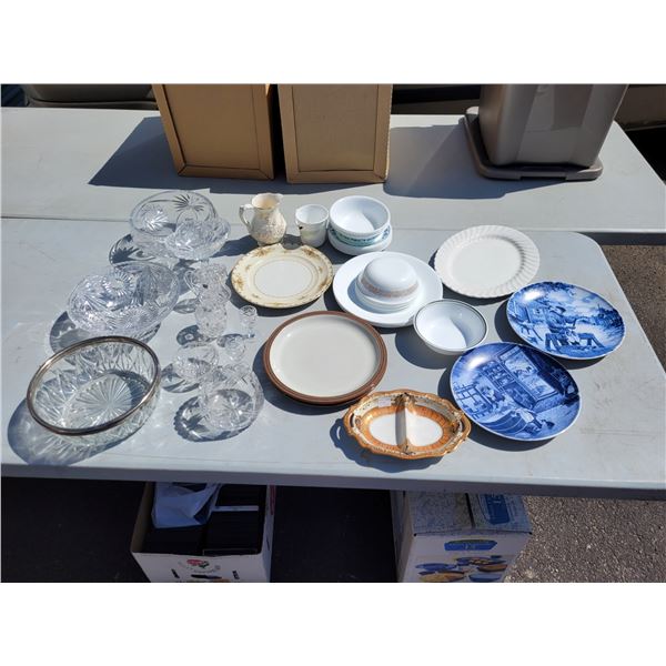 Large Lot of Vintage Tableware - Crystal, Corelle, Etc