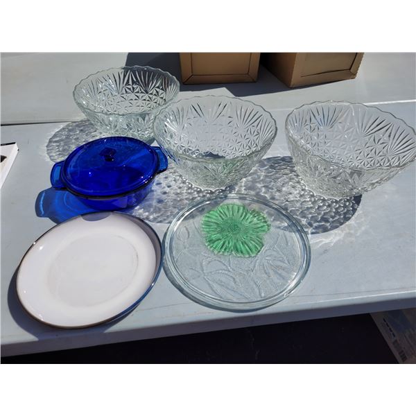 Lot of Vintage Current Tableware + Anchor Hocking Casserole Dish with Lid