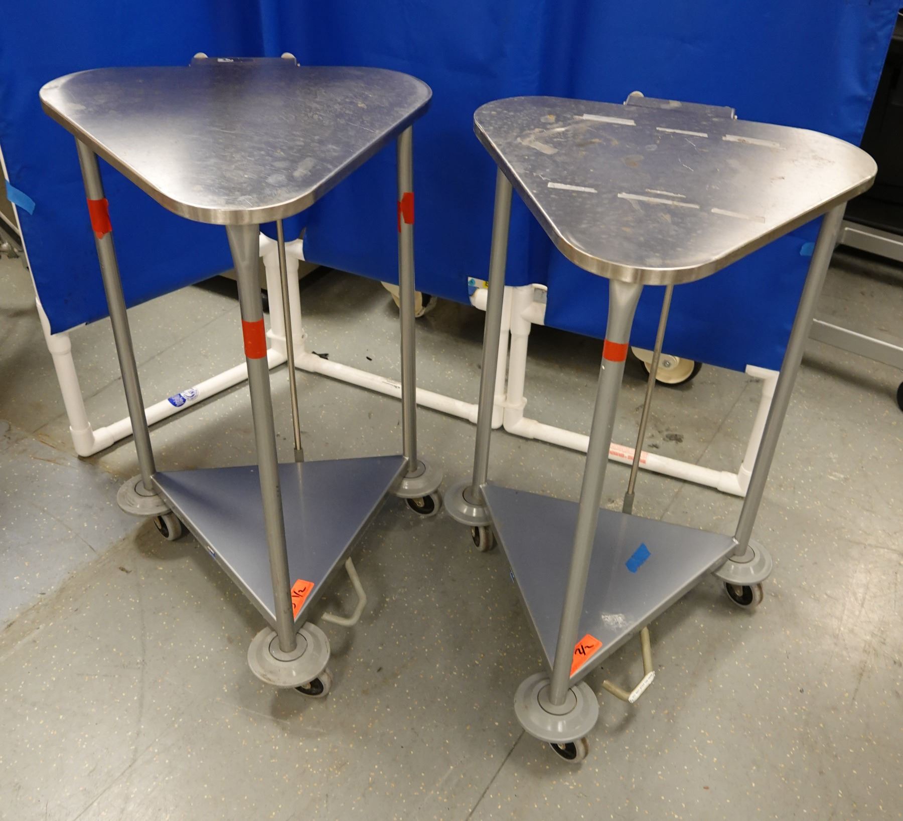 Machinery Frame Triangular Qty 2 Triangular Metal Hamper Frames on Wheels 21