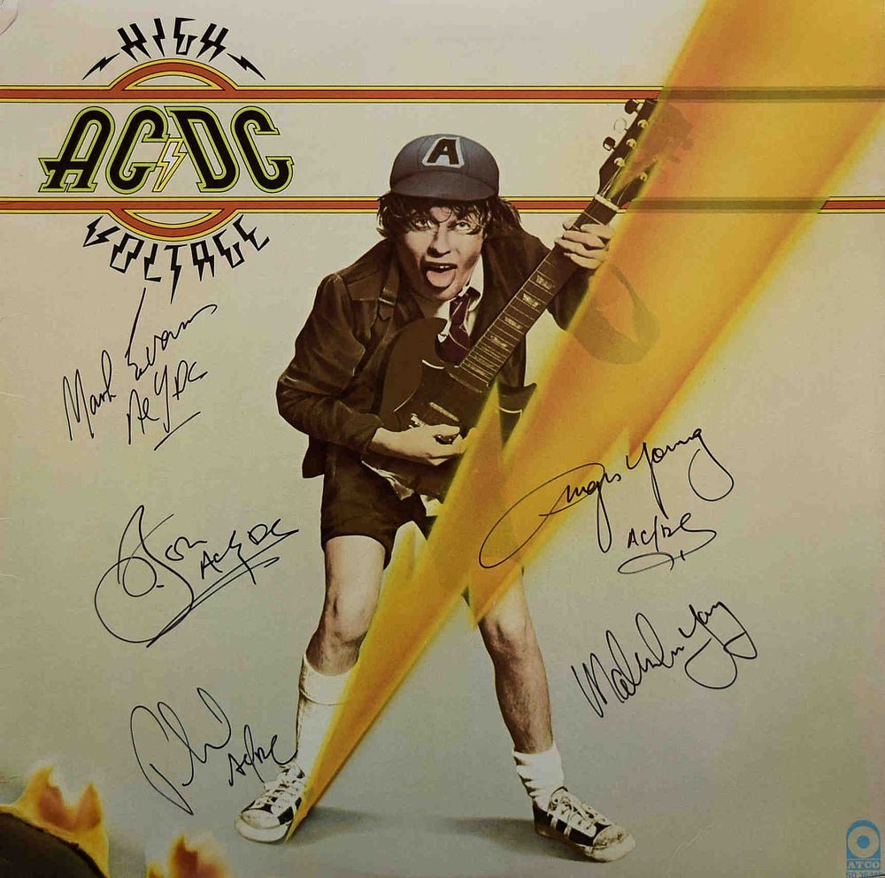 AC/DC band signed High Voltage album