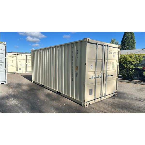 BEIGE 20' 67,200 MAX CAPACITY INDUSTRIAL TRANSPORT CONTAINER WITH DUAL SWING REAR DOOR,