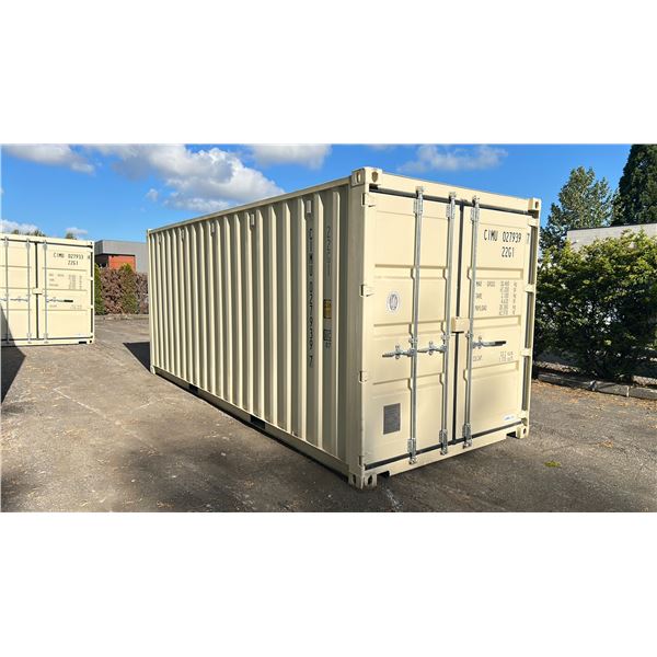 BEIGE 20' 67,200 MAX CAPACITY INDUSTRIAL TRANSPORT CONTAINER WITH DUAL SWING REAR DOOR,