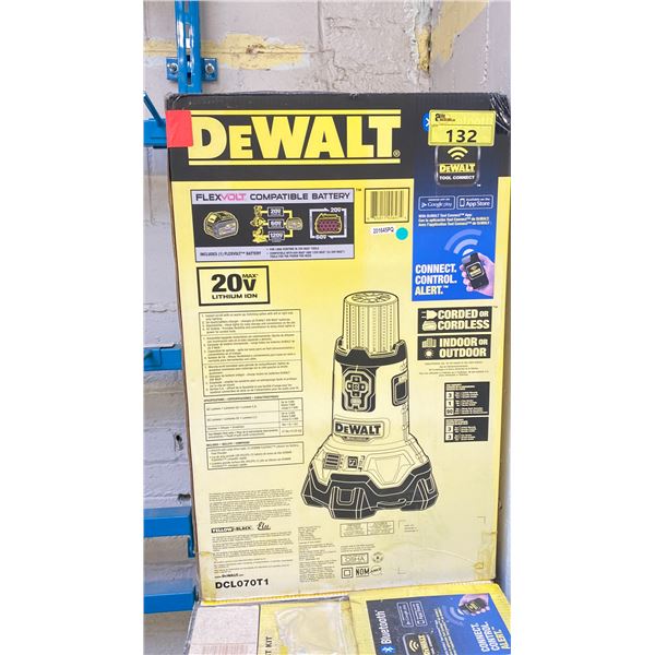 DEWALT DCL070T1 CORDED/CORDLESS BLUETOOTH LED LARGE AREA LIGHT KIT WITH BUILT IN BATTERY CHARGER