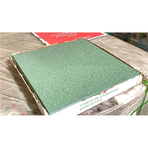 PALLET OF 16X16" AMES TILES IN GREEN, 8 TILES PER BOX, APPROX 48 BOXES, APPROX 682SQ.FT. TOTAL