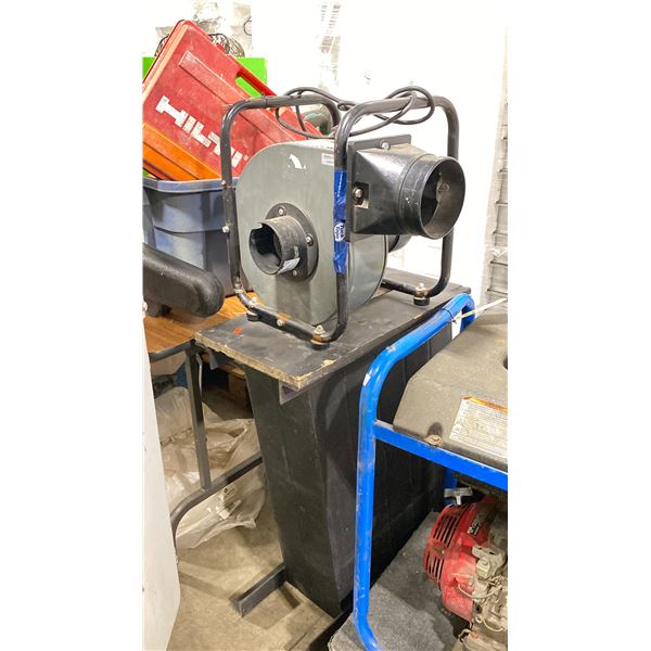 ELECTRIC VINYL-VAC BLOWER FAN ON METAL INDUSTRIAL PEDESTAL STAND
