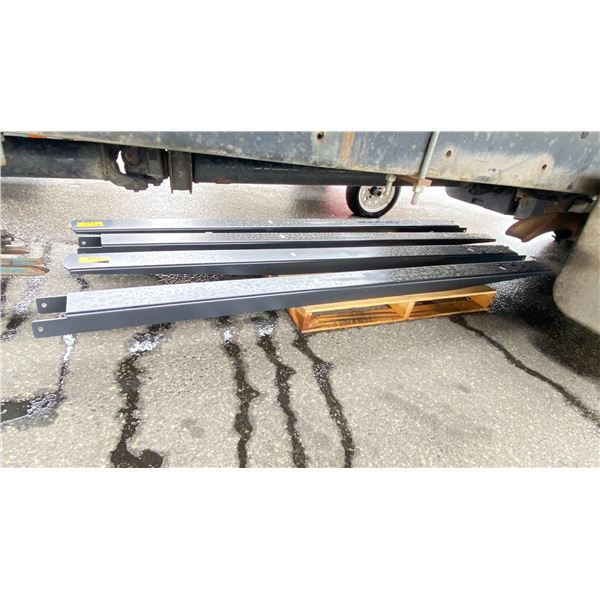 PAIR OF 8' BLACK METAL INDUSTRIAL FORKLIFT FORK EXTENSIONS