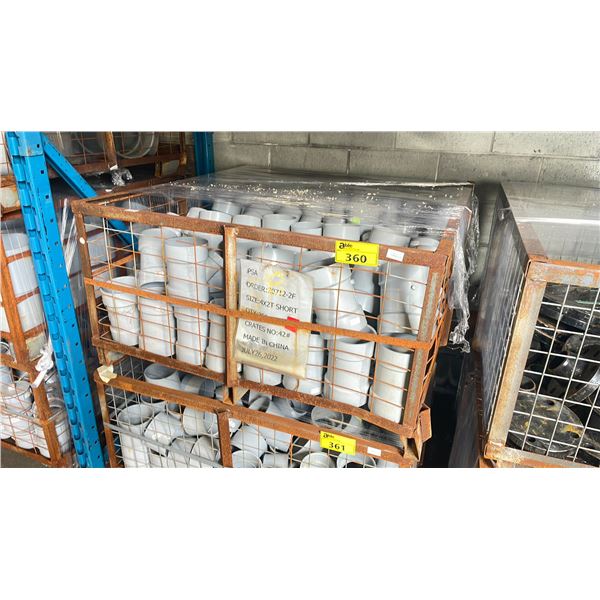 PALLET CRATE OF HEAVY DUTY ASSORTED INDUSTRIAL PVC PLUMBING PARTS & HARDWARE *PALLET CRATE INCLUDED*