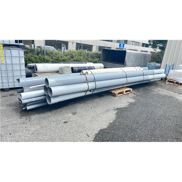 BANDED STACK OF ASSORTED HEAVY DUTY INDUSTRIAL PLASTIC PIPING