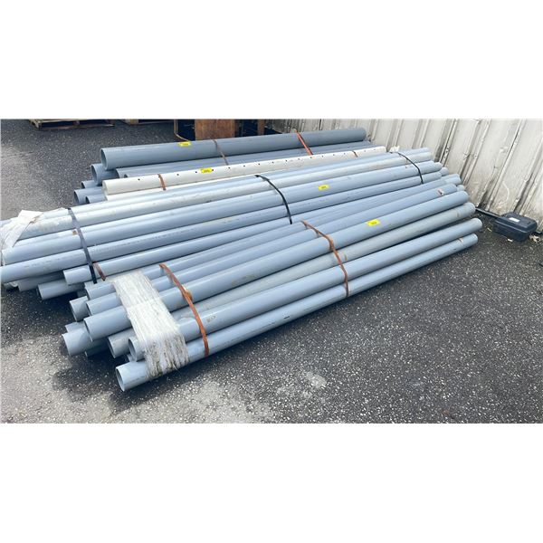 BANDED STACK OF ASSORTED HEAVY DUTY INDUSTRIAL PLASTIC PIPING