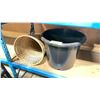 Image 1 : WOVEN WICKER WASTE BASKET & PLASTIC FLOWER POT