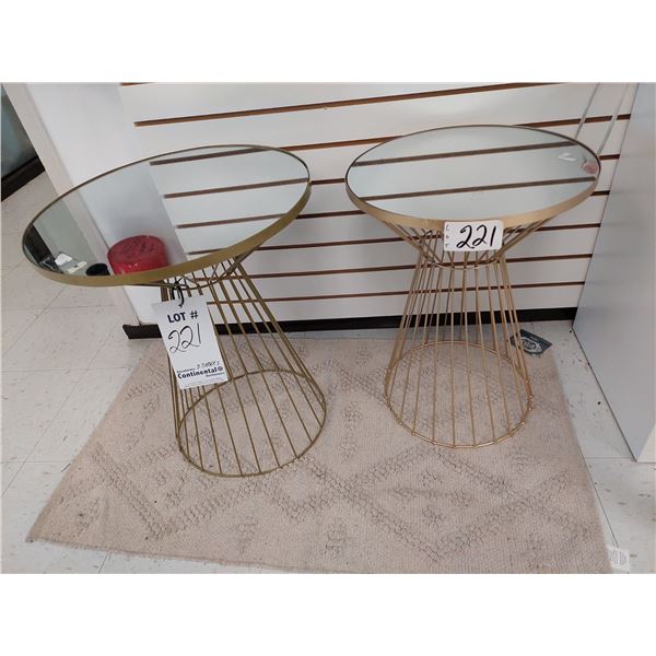 LOT DE TABLES EN LAITON DESSUS MIROIR 1- 17 3/4'X22” – 15 3/8”X21[x=#8221