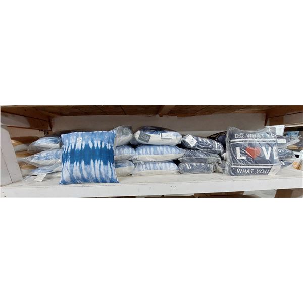 LOT DE 19 COUSSINS ASSORTIS (VALEUR DÉTAIL: 300+$)