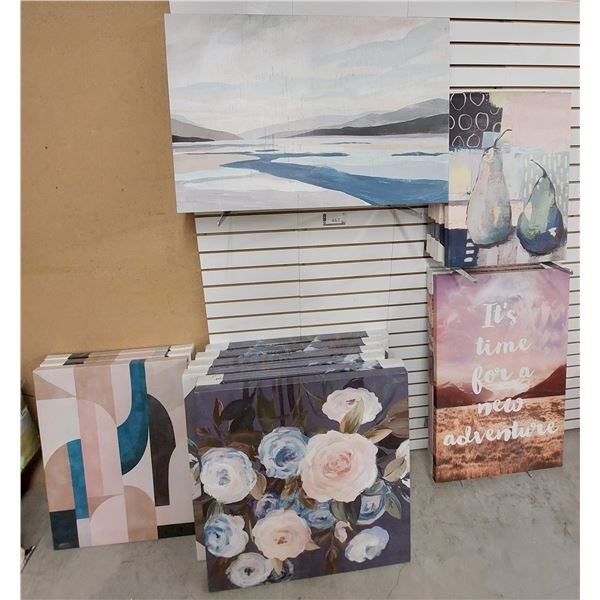 LOT DE 19 IMPRIMÉS SUR TOILES ASSORTIS (VALEUR DÉTAIL: 400+$)