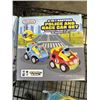 Image 4 : 2 NEW POOL RACER INFLATABLES WITH WATER WINGS, AND 2 PREXTETX 2 IN 1 CARTOON POLICE AND RACE CAR SET
