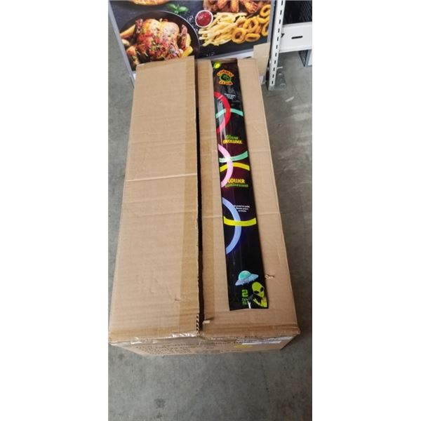 NEW CASE OF 22  YELLOW GLOW NECKLACE'S, APPROX. 144 2PACKS, TOTAL 288