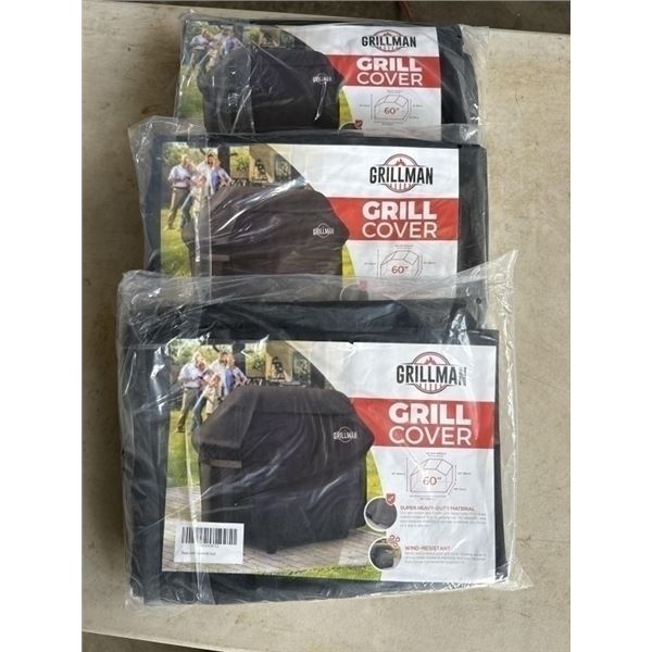 3 NEW GRILLMAN BBQ COVERS, BLACK