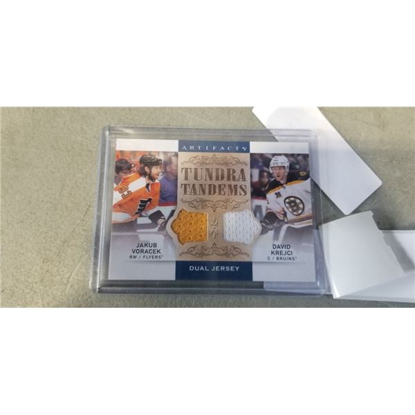 2014-15 UPPER DECK ARTIFACTS TUNDRA TANDEM DUAL JERSEY CARD, JAKUB VORACEK AND DAVID KREJCI