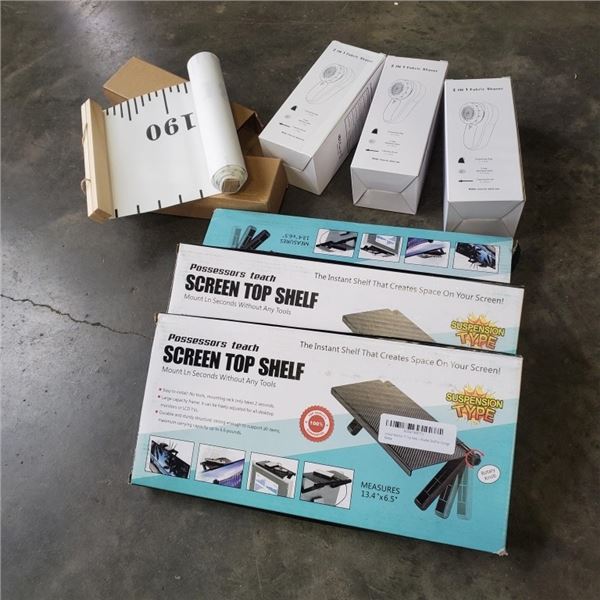 3 SCREEN TOP SHELF, 3 FABRIC SHAVERS AND 3 KIDS GROWTH CHARTS