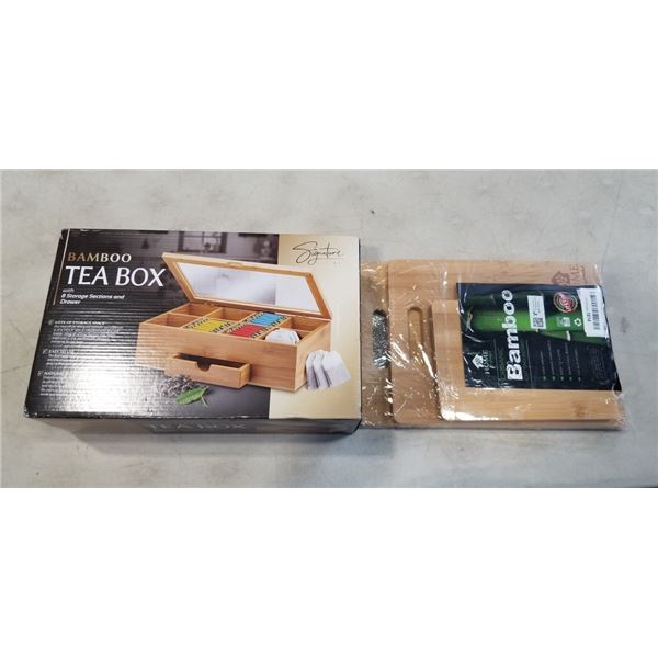 BAMBOO TEA BOX AND CUTTING BOARD SET