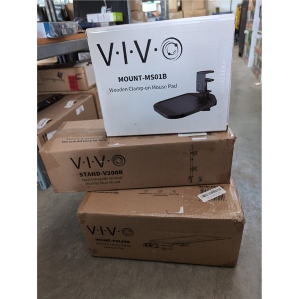 DUAL ULTRAWIDE VERTICLE MONITOR DESK MOUNT, POLE MOUNT TILTING KEYBOARD TRAY AND CLAMP ON MOUSE PAD