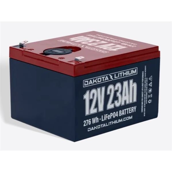 DAKOTA LITHIUM 12v 23Ah LiFePO4 Battery with Dual USB Ports & Voltmeter INCLUDES 12V 10AH CHARGER, R