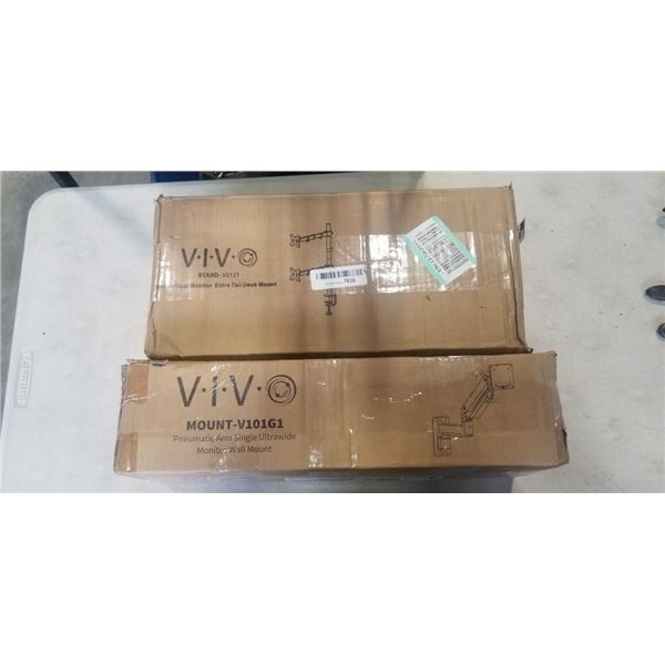 VIVO DUAL VERTICAL MONITOR EXTRA TALL DESK MOUNT AND PNEUMATIC ARM SINGLE ULTRAWIDE MONITOR WALL MOU