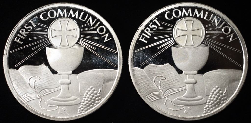 (2) 1 OZ FIRST COMMUNION .999 SILVER ROUNDS